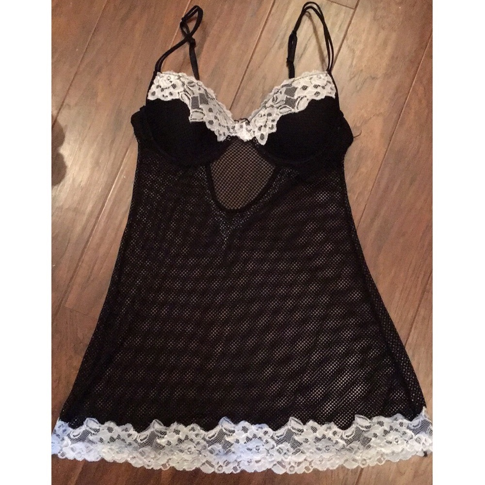 Black Mesh Lingerie SZ M Just Sexy Lace